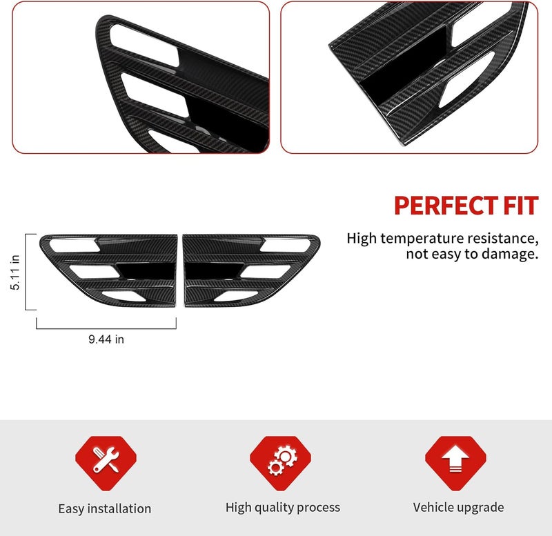 Jimen Fit for Ford F-150 SVT Raptor 2009-2014, 2PCS Car Side Fender Vent Cover Trim (Carbon Fiber) - Image 3